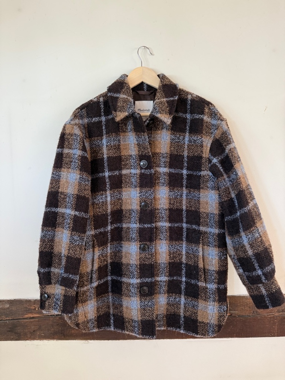 Madewell Plaid Utility Jacket in Brown, Black & Blue